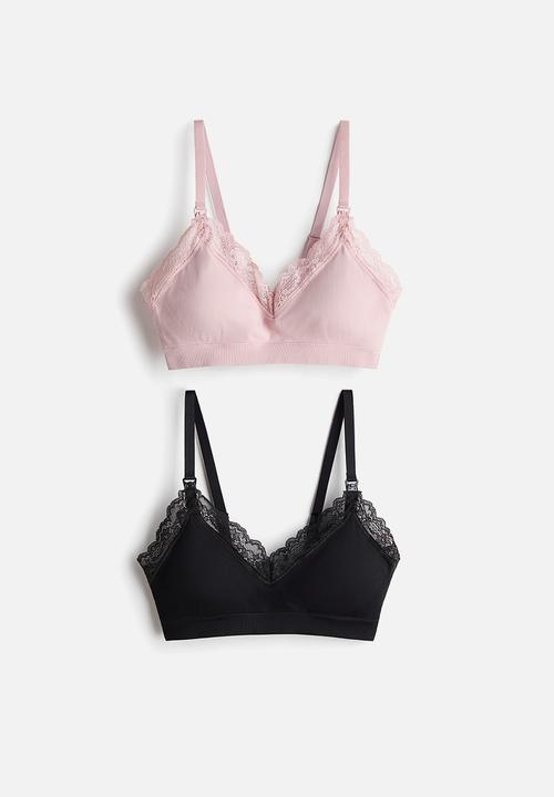 H&M - Mama 2-pack padded nursing bras - light pink & black