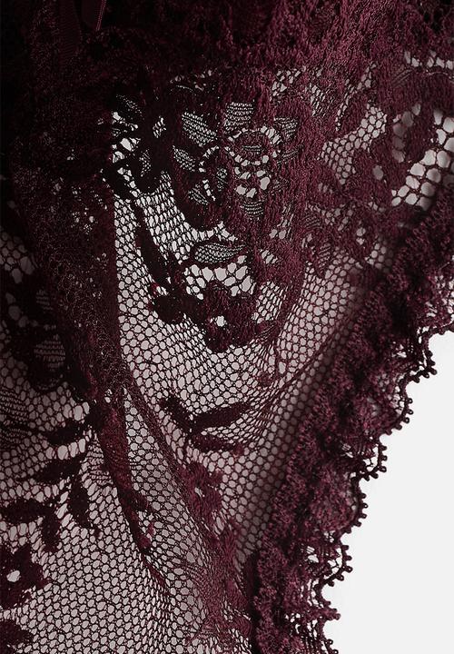 H&M - 2-Pack lace thong briefs - burgundy