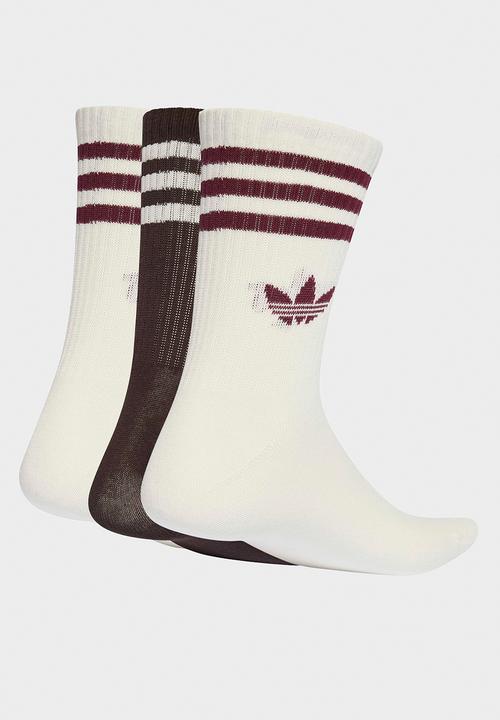 adidas Originals - 3-Stripes Crew Socks 3 Pairs- Off white/Aurora Coffee/off white