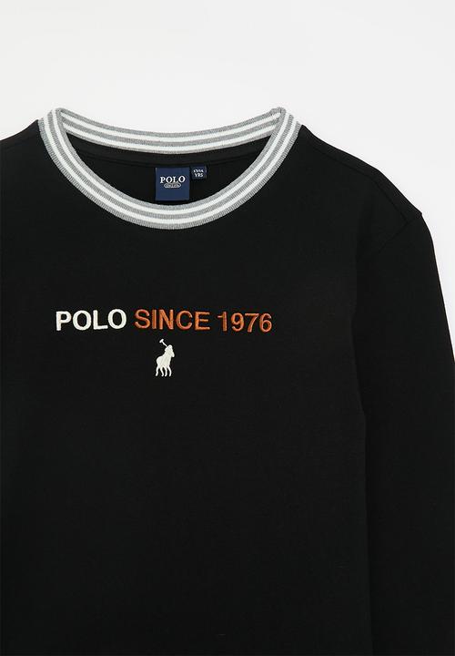 POLO - BOYS KYLE EMBROIDERED PIQUE LS TEE - BLACK