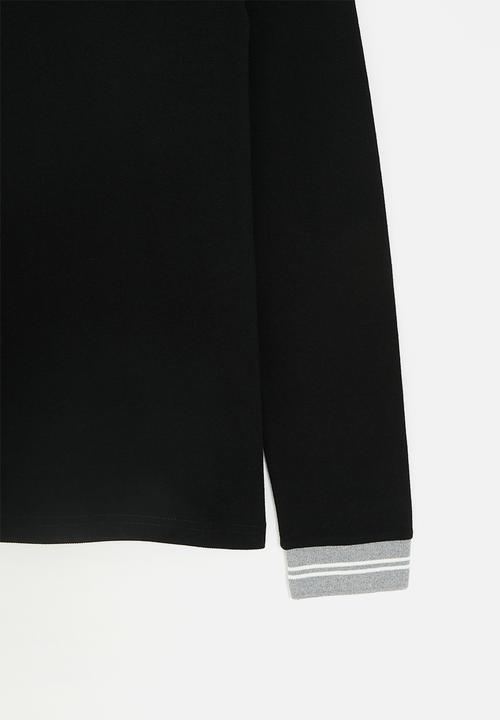 POLO - BOYS KYLE EMBROIDERED PIQUE LS TEE - BLACK