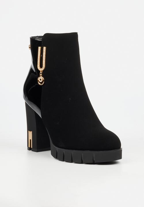 Miss Black - Darling 9 platform block heel ankle boot - black