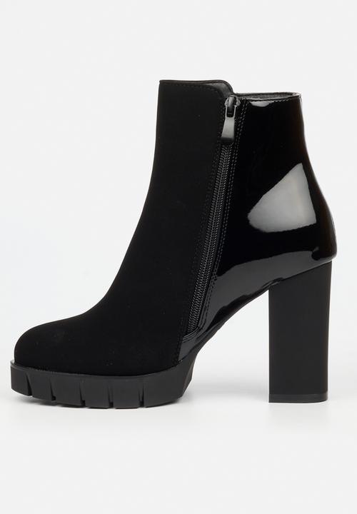 Miss Black - Darling 9 platform block heel ankle boot - black