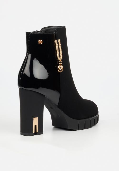 Miss Black - Darling 9 platform block heel ankle boot - black
