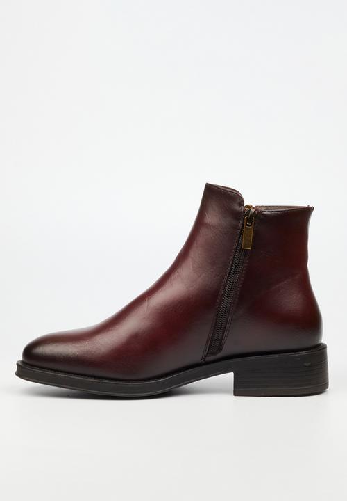 Miss Black - Deer 1 side zip ankle boot - burgundy