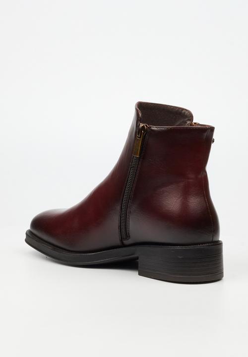 Miss Black - Deer 1 side zip ankle boot - burgundy