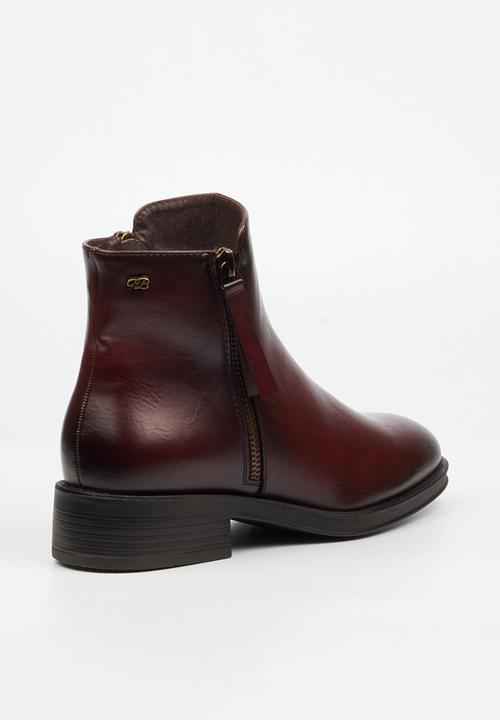 Miss Black - Deer 1 side zip ankle boot - burgundy