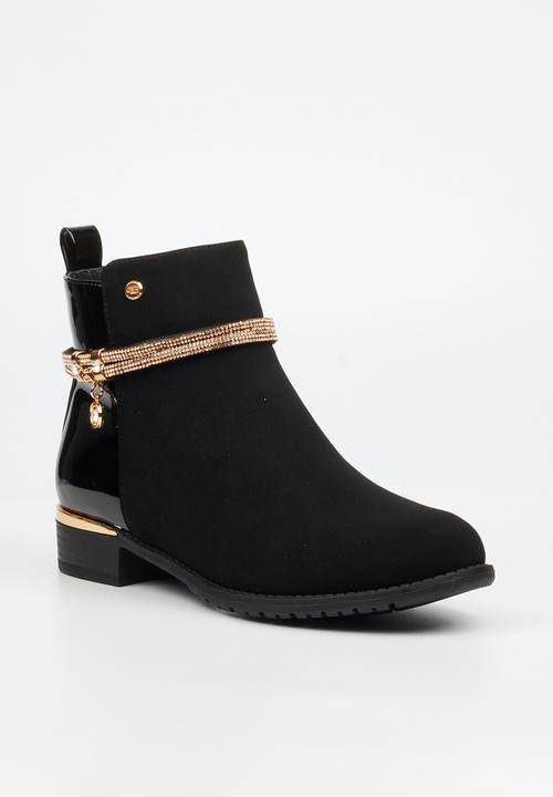 Miss Black - Hadar 20 diamante charm ankle boot - black