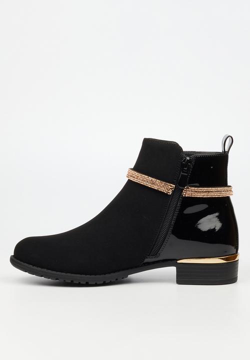 Miss Black - Hadar 20 diamante charm ankle boot - black