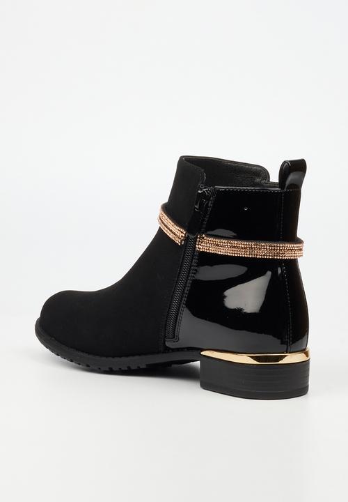 Miss Black - Hadar 20 diamante charm ankle boot - black