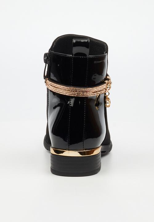 Miss Black - Hadar 20 diamante charm ankle boot - black