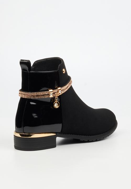 Miss Black - Hadar 20 diamante charm ankle boot - black