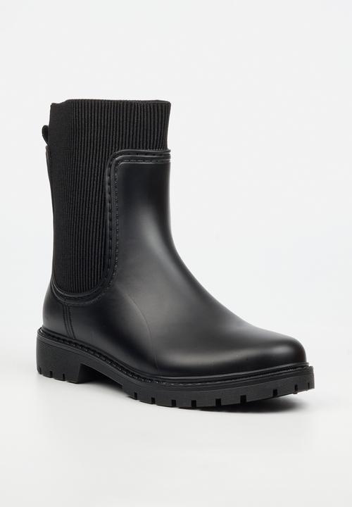 Viabeach - Puddle 2 ribbed sock rain boot - black