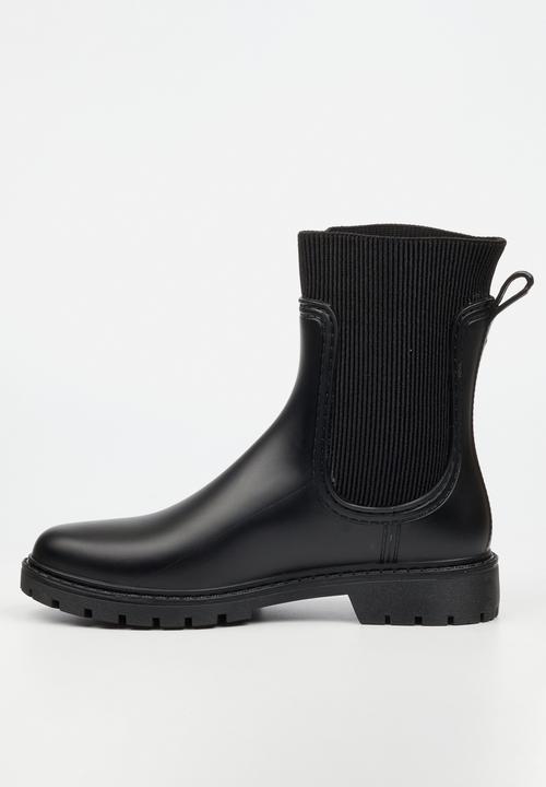 Viabeach - Puddle 2 ribbed sock rain boot - black