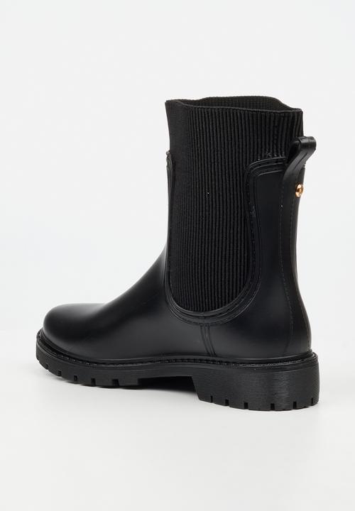 Viabeach - Puddle 2 ribbed sock rain boot - black