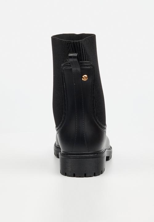 Viabeach - Puddle 2 ribbed sock rain boot - black