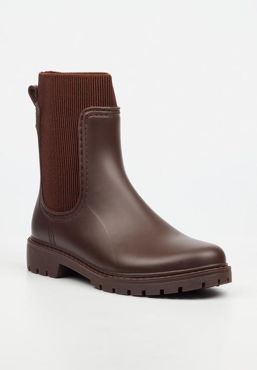 Viabeach - Puddle 2 ribbed sock rain boot - chocolate