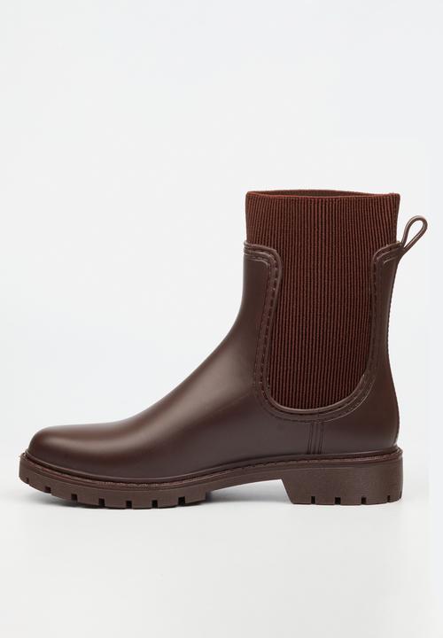 Viabeach - Puddle 2 ribbed sock rain boot - chocolate
