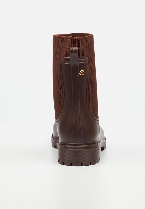Viabeach - Puddle 2 ribbed sock rain boot - chocolate