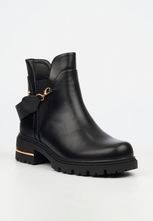 Miss Black - Vadar 5 back strap chunky ankle boot - black