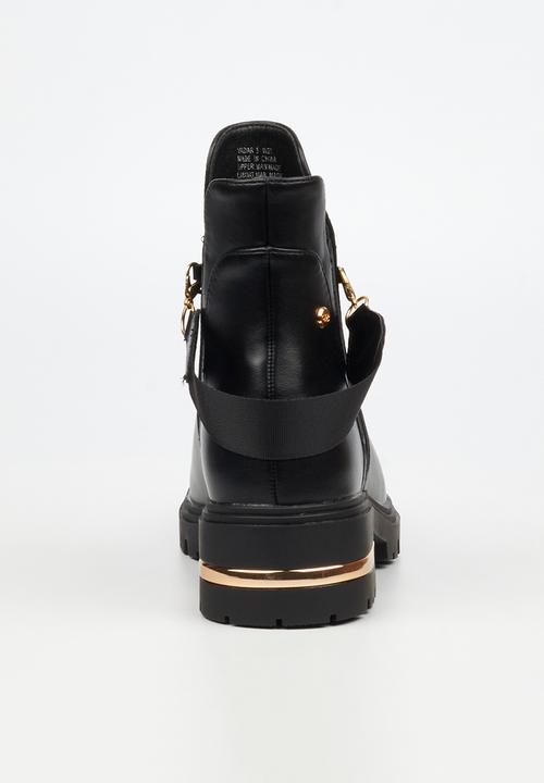 Miss Black - Vadar 5 back strap chunky ankle boot - black