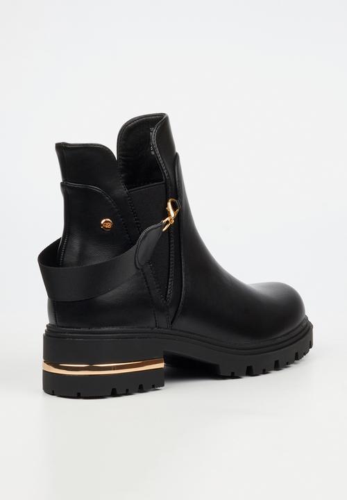 Miss Black - Vadar 5 back strap chunky ankle boot - black