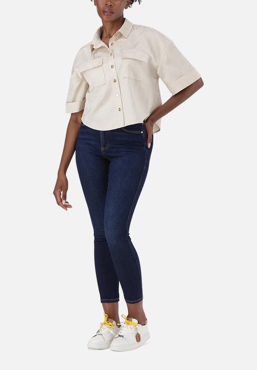 Steve Madden - Ladies aisha jacquard satin shirt - oat milk
