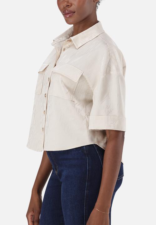 Steve Madden - Ladies aisha jacquard satin shirt - oat milk