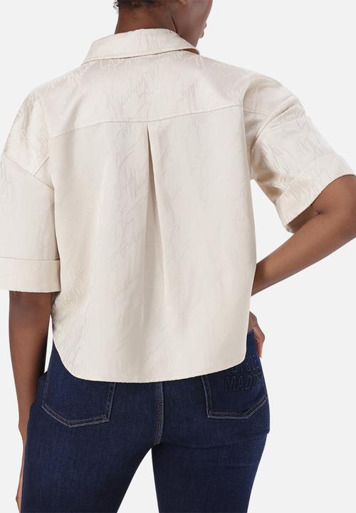 Steve Madden - Ladies aisha jacquard satin shirt - oat milk
