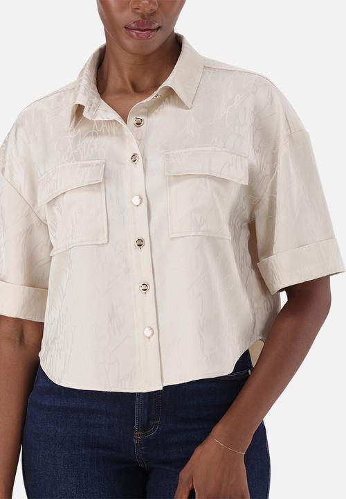 Steve Madden - Ladies aisha jacquard satin shirt - oat milk