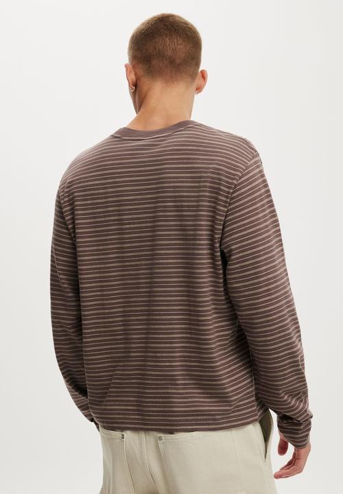 Cotton On - Cropped Fit Long Sleeve - Brown Stripe