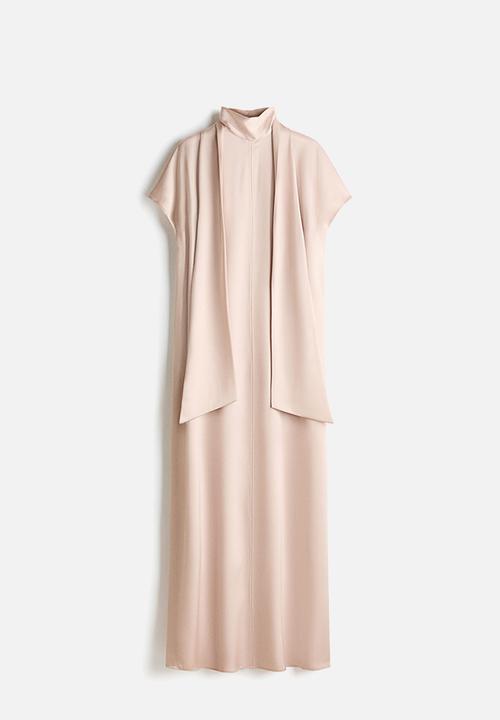 H&M - Scarf-detail maxi dress - powder pink