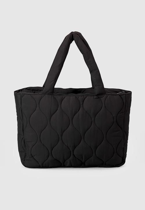 Burnt  - Quilted Tote Bag - Black