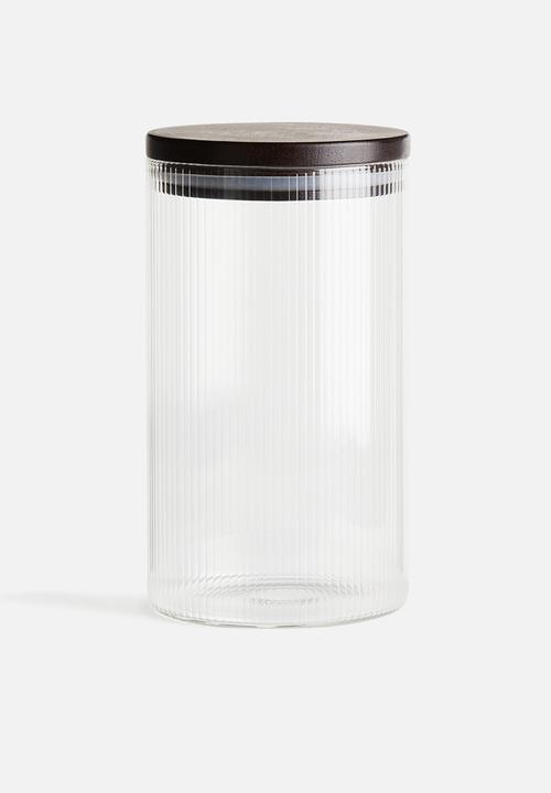 Fluted glass jar - transparent