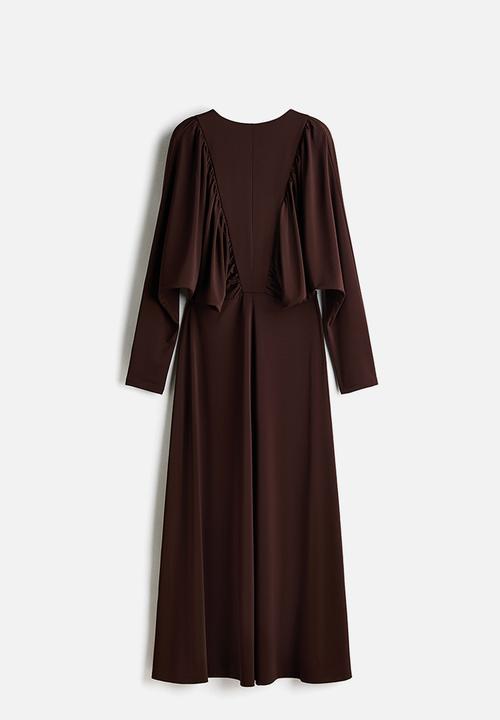 H&M - Gathered jersey dress - dark brown 