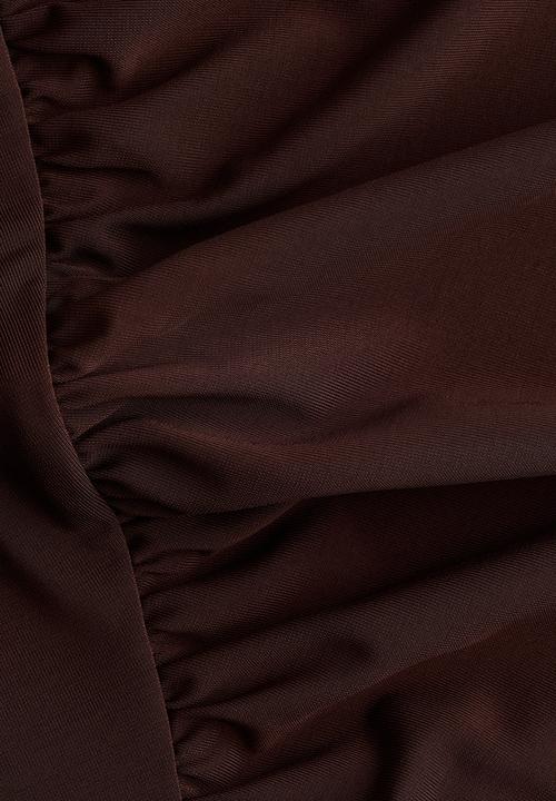 H&M - Gathered jersey dress - dark brown 
