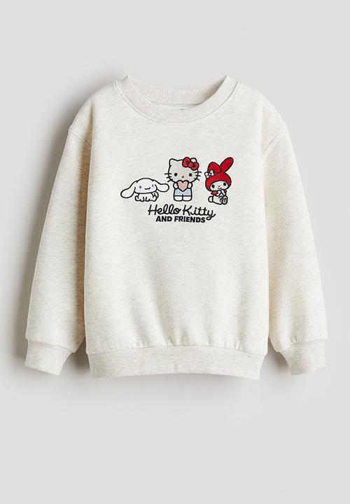 H&M - Motif-detail sweatshirt - light grey melange/hello kitty