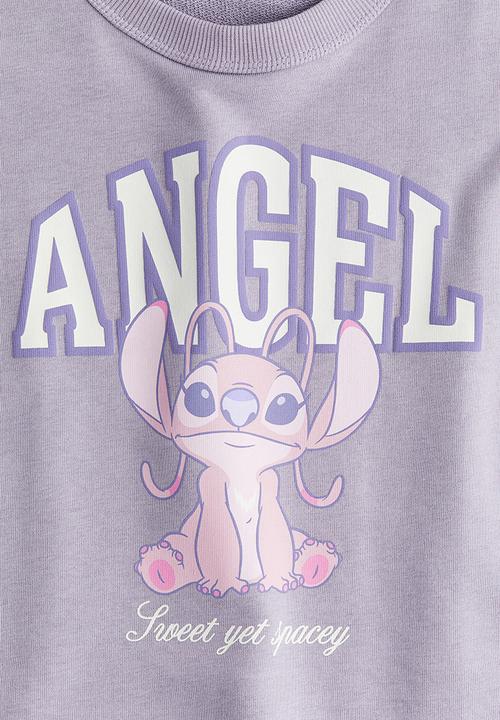 H&M - Printed T-shirt - light purple/lilo & stitch