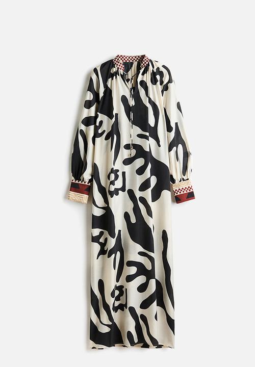 H&M - Loose-fit dress - cream & black patterned