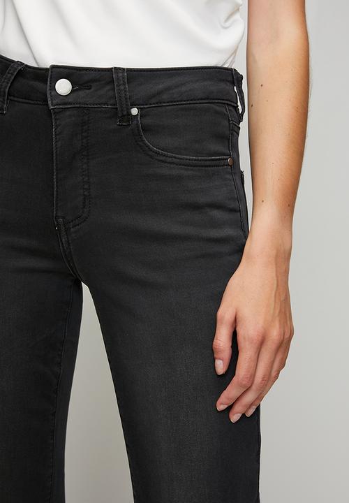 Stella Morgan - Mid Waist Straight Leg Denim Jean - Black