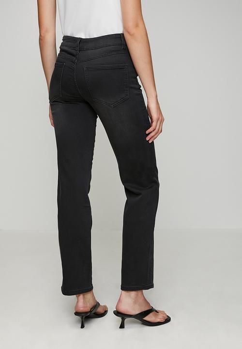 Stella Morgan - Mid Waist Straight Leg Denim Jean - Black