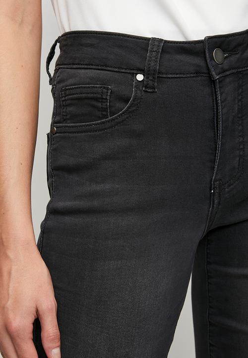 Stella Morgan - Mid Waist Straight Leg Denim Jean - Black