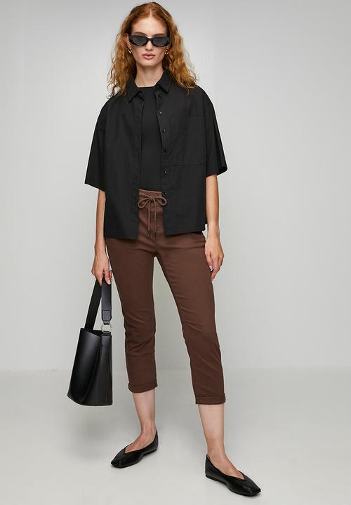 Stella Morgan - Drawcord Ankle Length Jogger - Chocolate