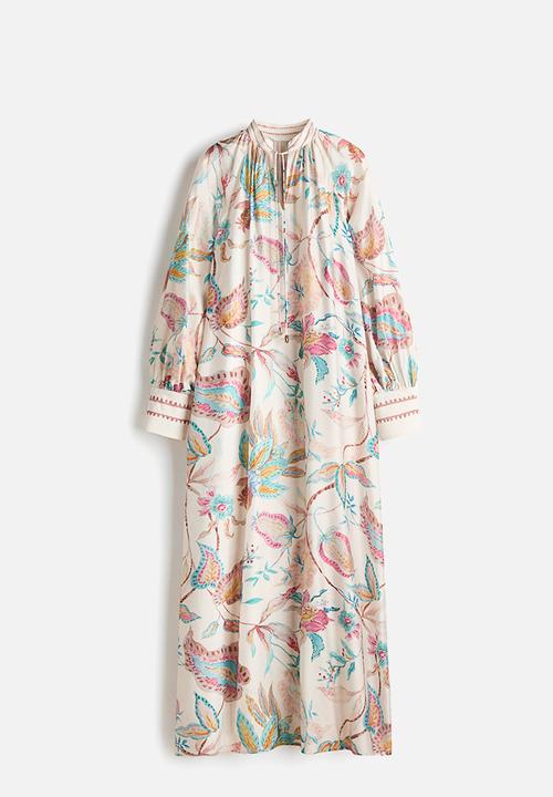 H&M - Loose-fit dress - light beige floral 