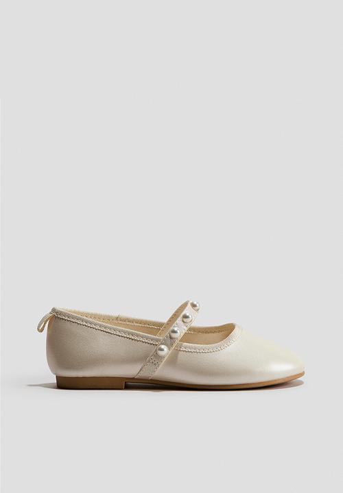 H&M - Bead-embellished ballet flats - cream