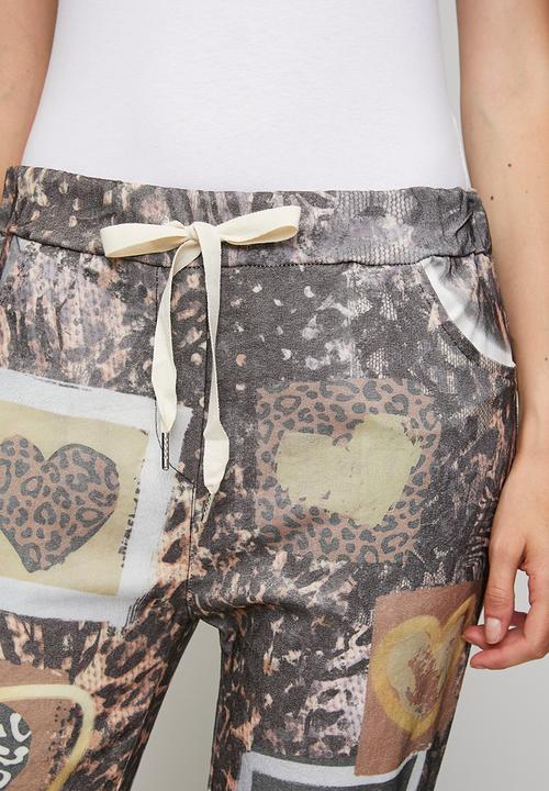 Stella Morgan - Made In Italy Drawcord Printed And Creased Jogger - Brown