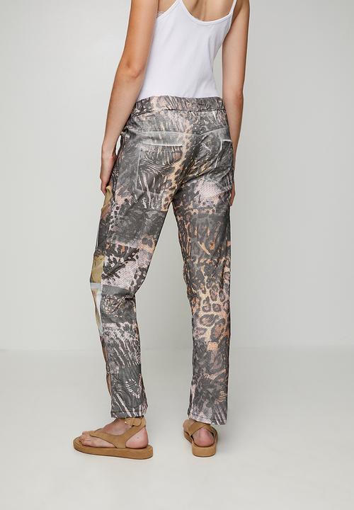 Stella Morgan - Made In Italy Drawcord Printed And Creased Jogger - Brown