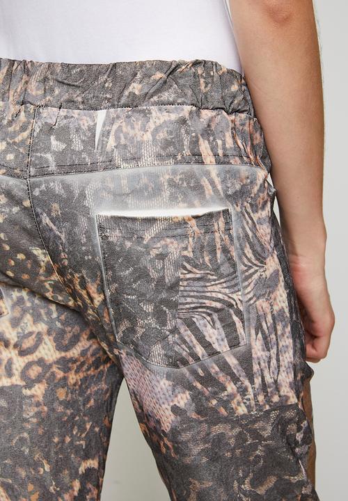 Stella Morgan - Made In Italy Drawcord Printed And Creased Jogger - Brown