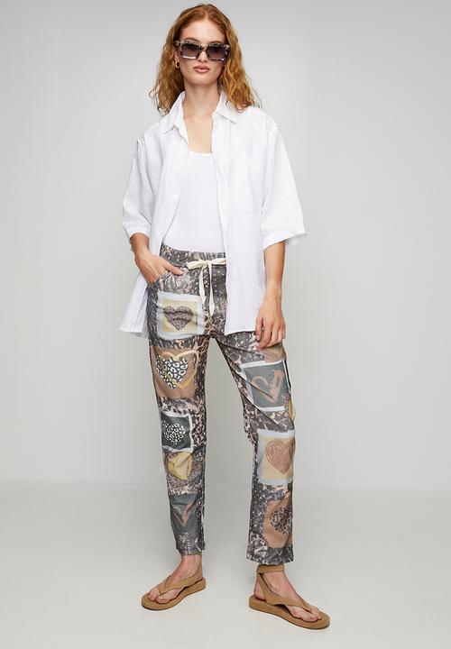 Stella Morgan - Made In Italy Drawcord Printed And Creased Jogger - Brown