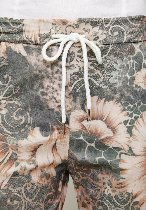 Stella Morgan - Made In Italy Drawcord Printed And Creased Jogger - Beige